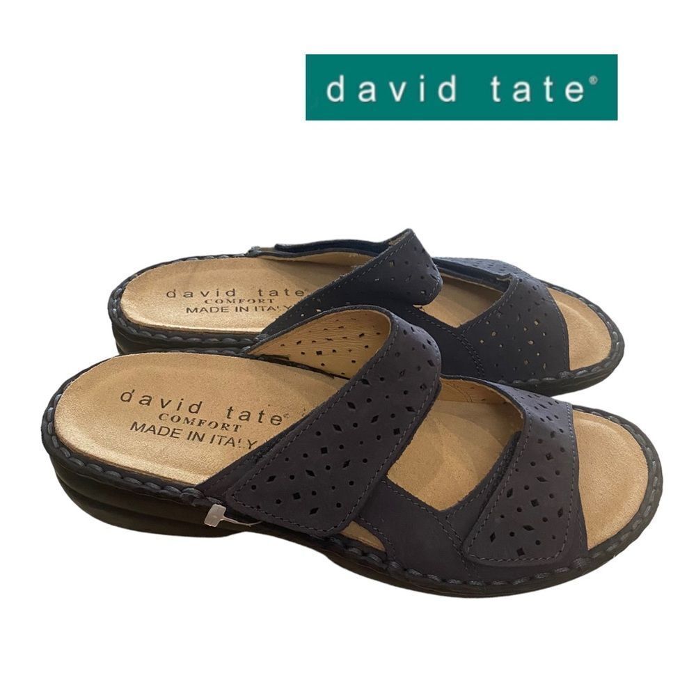 DAVID TATE Gelato Navy Nubuck Women's Slide Sandals with Box 35 4.5
